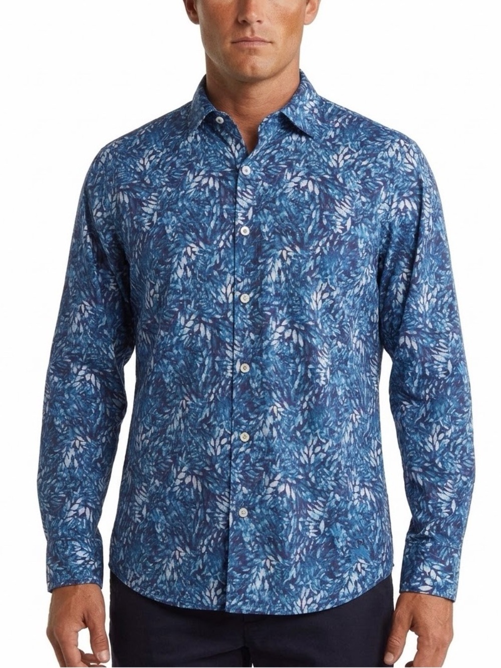 NEW Tommy Bahama Siesta Key Button Shirt SMALL Blue Long Sleeves Stretch Pocket